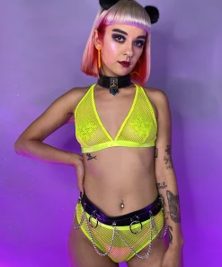 Main Street Loungewear 2pc Neon Livin' Fishnet Set Womens