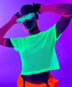 Bear Dance New Basic Fishnet Crop Tee