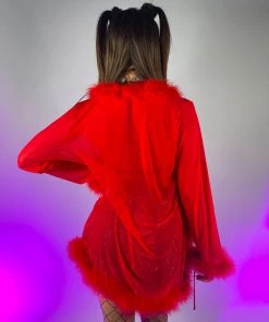 OhYes Fashion Bad Behavior Feather Trim Sheer Robe 45 OhYes Fashion Bad Behavior Feather Trim Sheer Robe