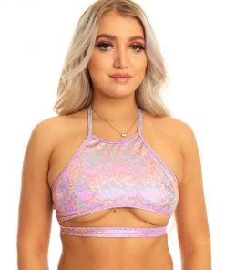 Roma Halter Underboob Cutout Crop Top Rave Tops