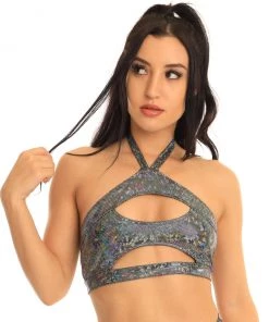Roma Keyhole Underboob Halter Bralette Rave Tops