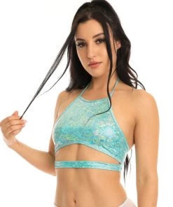 Roma Halter Underboob Cutout Crop Top Rave Tops