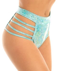 Roma Rave Bottoms Iridescent Side Strapped High Waist Shorts