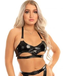 Roma Vinyl Underboob O-Ring Top Womens