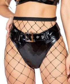 Roma Womens Vinyl High Waist Belted Shorts