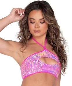 Roma Womens Astro Candy Cutout Cropped Top