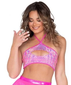 Roma Womens Astro Candy Cutout Cropped Top