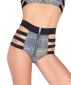 Roma Womens Astro Candy Strappy High Waisted Shorts With Zipper Closure