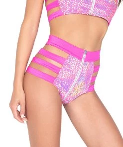 Roma Womens Astro Candy Strappy High Waisted Shorts With Zipper Closure
