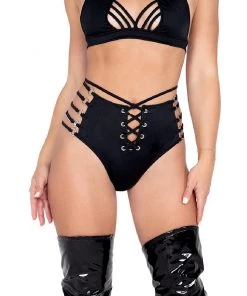 Roma Candy Lane Strappy Ring Detailed High Waisted Shorts New