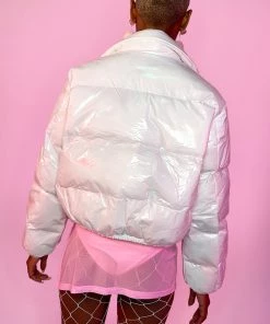 AE Ivory Latex Puffer Jacket