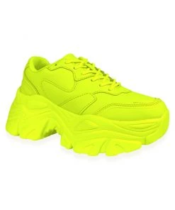 Berness Shoes Womens Neon Yellow Flexx Platform Sneakers