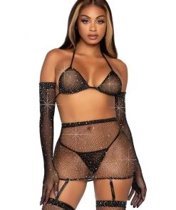 Leg Avenue Starlight Sparkle 5pc Fishnet Set New 25 Leg Avenue Starlight Sparkle 5pc Fishnet Set New