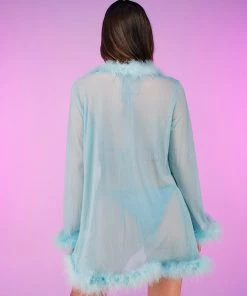 OhYes Fashion Bad Behavior Feather Trim Sheer Robe 30 OhYes Fashion Bad Behavior Feather Trim Sheer Robe