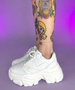 Berness Shoes Womens White Flexx Platform Sneakers