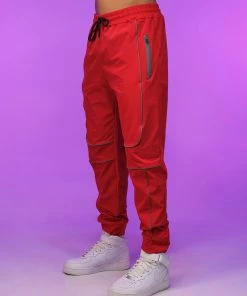 AE Womens Red Reflective Unisex Joggers
