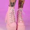 Pleasers Shoes Demonia Holo Pink Lace-Up Ankle Boot