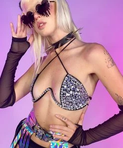 OhYes Fashion New Black Double Crossed Diamonds Bustier