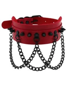 AE Spike & Chains Faux Leather Choker Womens