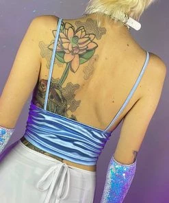AE Blue Satin Skies Crop Top