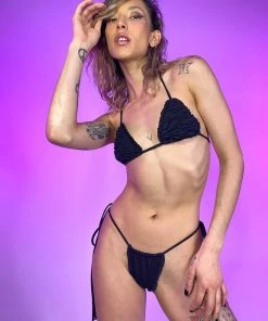 Hot And Delicious Black Ruched Love 2pc Bikini Set