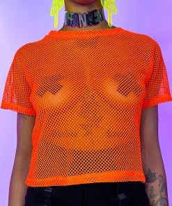Bear Dance New Basic Fishnet Crop Tee