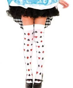 Music Legs Leg Wear Club Card Pattern Stocking Thigh High