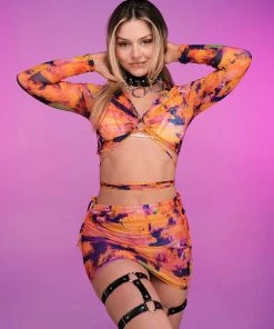 Hot And Delicious New On The Horizon 2pc Mesh Skirt Set