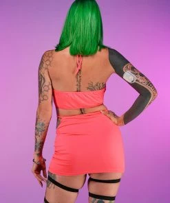 AE Neon Coral Kandi 2pc Skirt Set New