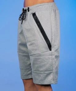 Phillip Marciano LLC Grey Slant Zipper Men's Shorts