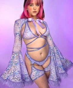 J. Valentine Lilac Sequin Fur-Trimmed Shrug New 21 J. Valentine Lilac Sequin Fur-Trimmed Shrug New