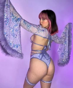 J. Valentine Lilac Sequin Fur-Trimmed Shrug New 22 J. Valentine Lilac Sequin Fur-Trimmed Shrug New