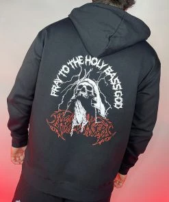 Jarmoo Pray To The Holy Bass God Headbanger Hoodie New