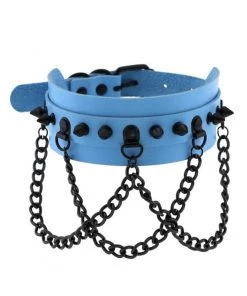 AE Spike & Chains Faux Leather Choker Womens