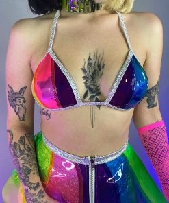 J. Valentine Beach Ball Rainbow Vinyl Triangle Top