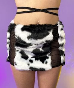 OhYes Fashion New Udderly Yours Cow Fuzzy Mini Skirt