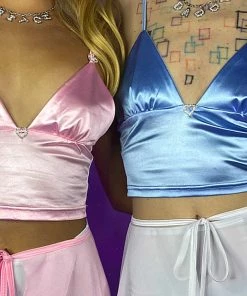 AE Blue Satin Skies Crop Top