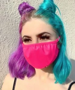 Elizabeth Neon Pink Vinyl Face Mask