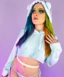 OhYes Fashion Cuddle Puddle Fuzzy Crop Hoodie