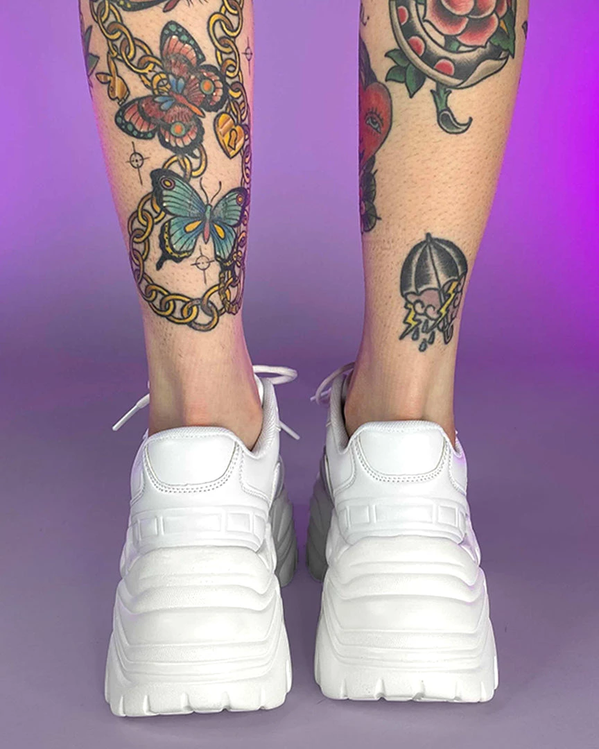 Berness Shoes Womens White Flexx Platform Sneakers 5 Berness Shoes Womens White Flexx Platform Sneakers