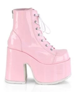Pleasers Shoes Demonia Holo Pink Lace-Up Ankle Boot