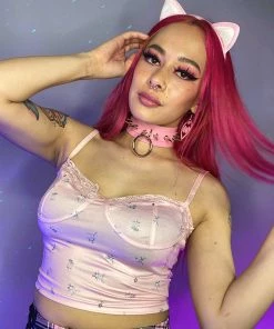 AE Womens Pink Sweet Pea Flower Tank