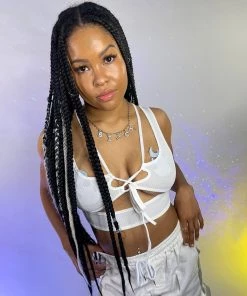 AE White Strapped Down Cutout Top