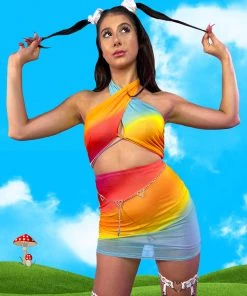 Hot And Delicious Dazed In Ombre 2pc Mesh Skirt Set New