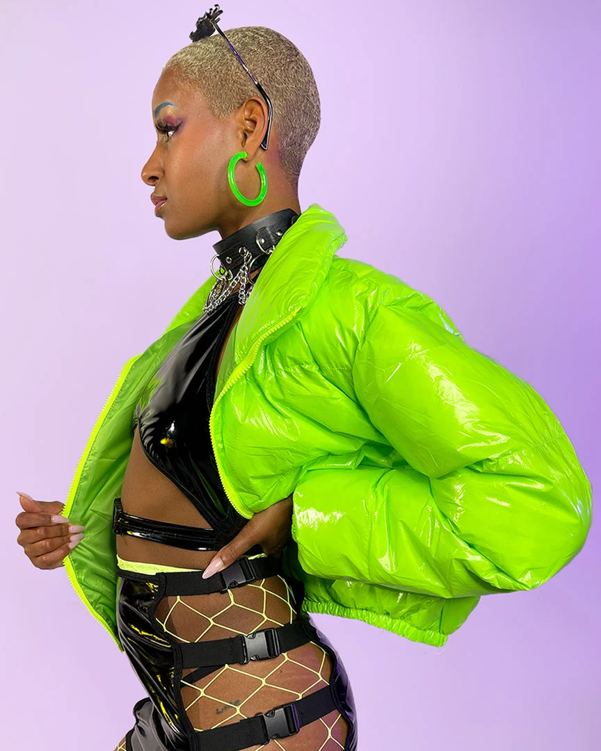 AE Green Apple Latex Puffer Jacket New 5 AE Green Apple Latex Puffer Jacket New