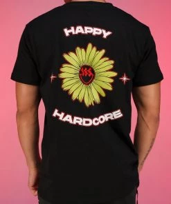 Jarmoo Happy Hardcore Daisy Rave Wonderland Black Tee Womens