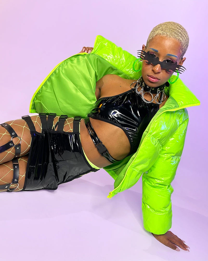 AE Green Apple Latex Puffer Jacket New 8 AE Green Apple Latex Puffer Jacket New