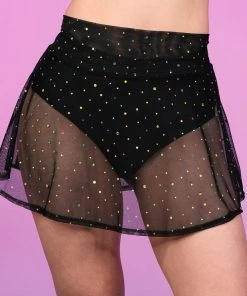 J. Valentine Dotted Luv Black Mesh Skirt New