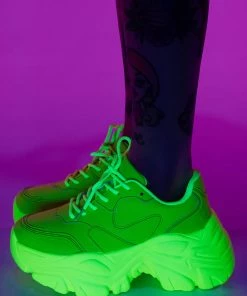 Berness Shoes Womens Neon Yellow Flexx Platform Sneakers