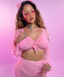 AE Bubble-icious Sheer Front-Tie Top New